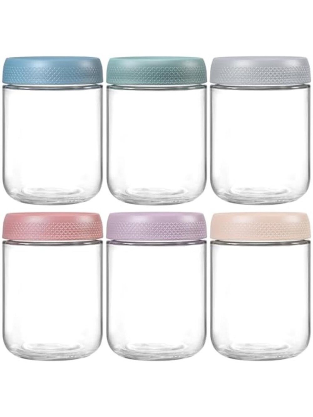 6-pack 16 oz Overnight Oats Containers with Lids, Glass jars with Airtight Lids